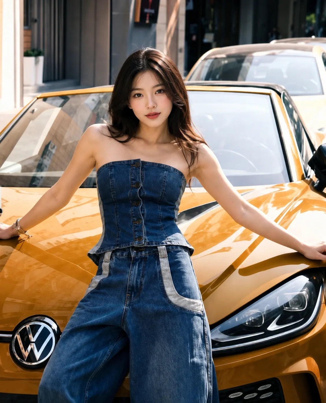 Poses with a car — women