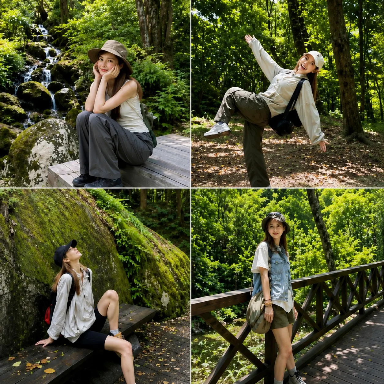 Hiking and trekking poses