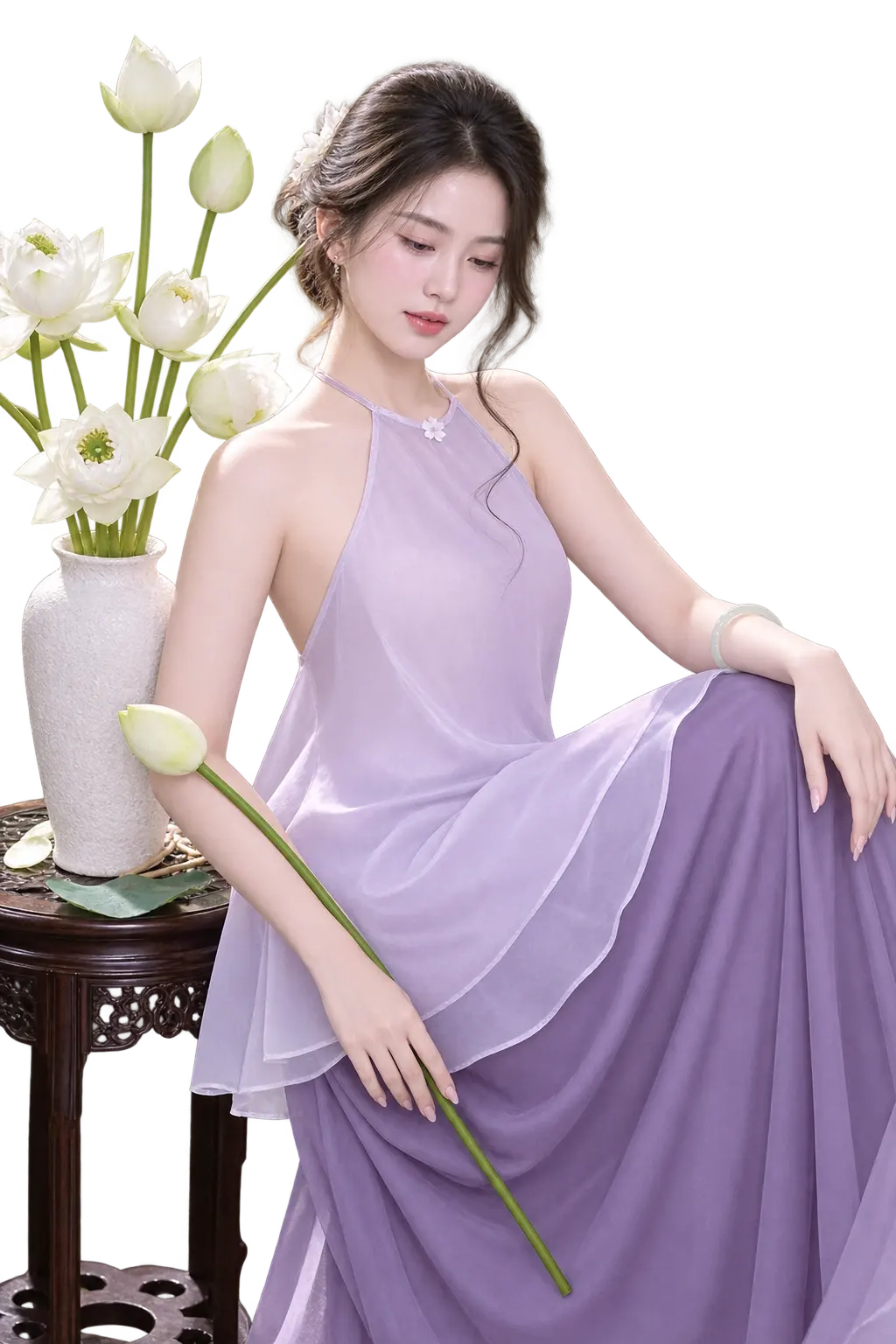 Dáng chụp với hoa sen — 2